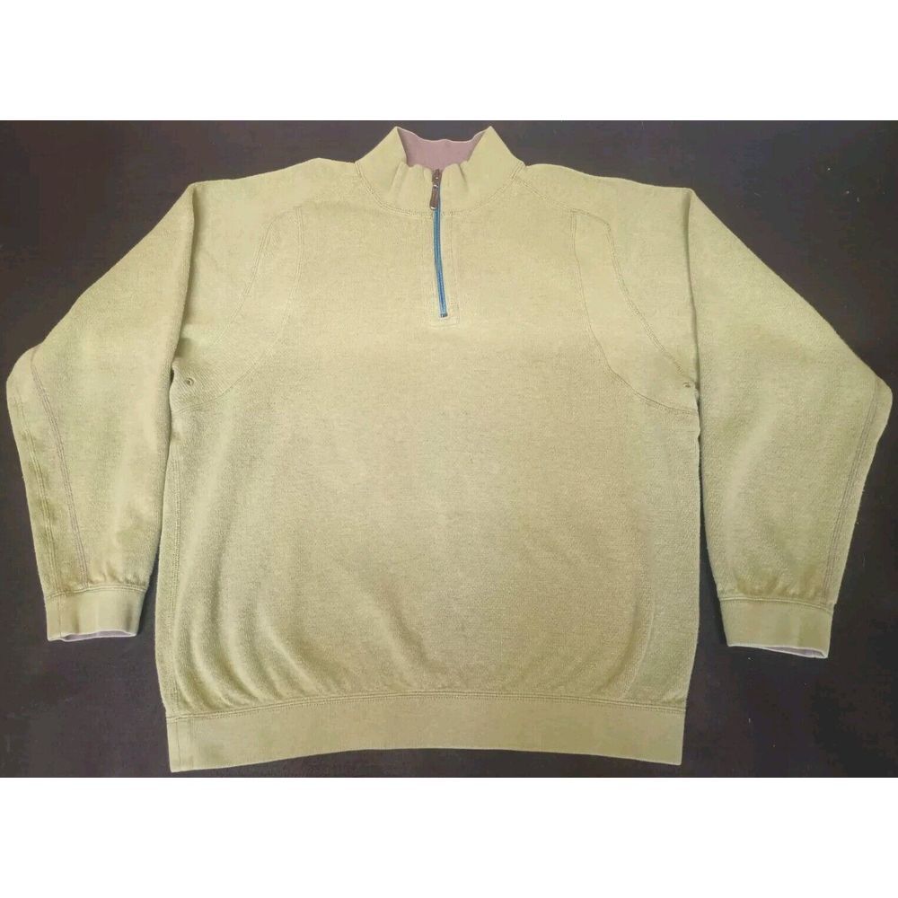 Tommy Bahama‎ Sweater Grey & Green Zip Reversible Sweatshirt Cotton 66